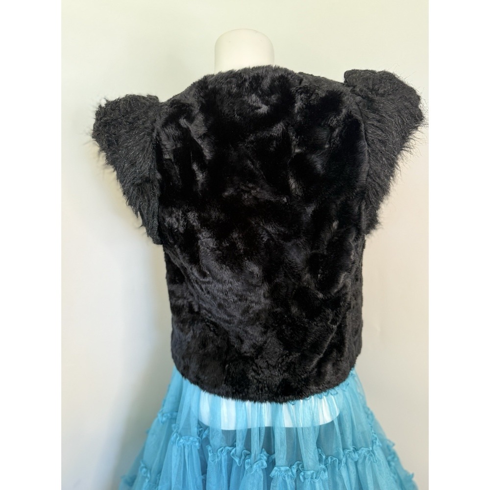 Vintage Women's Skaist Taylor Neiman Marcus Faux Fur‎ Vest Black Medium Pockets - Picture 7 of 16